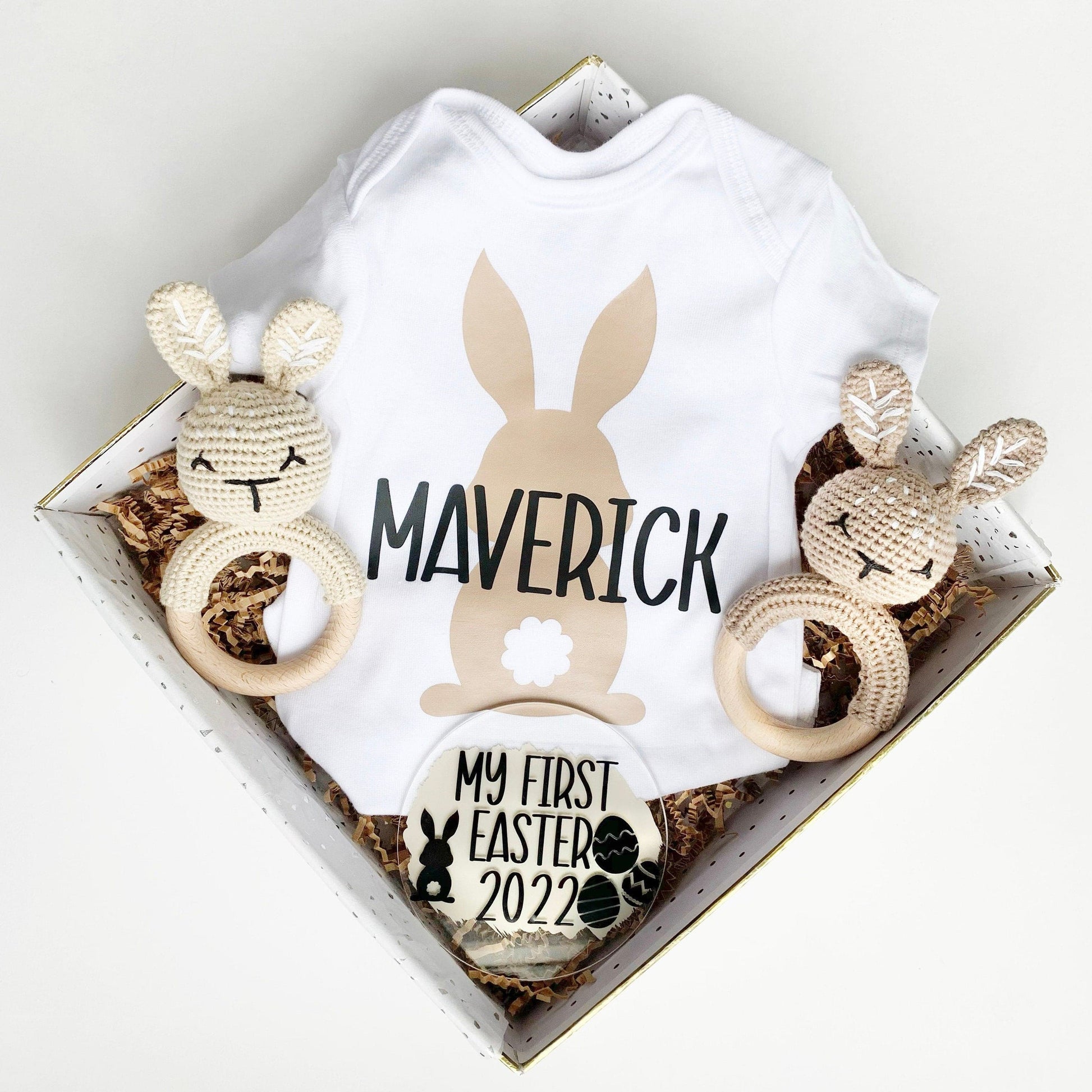 Baby’s First Easter Personalized Gift Basket - Gender Neutral Bunny.