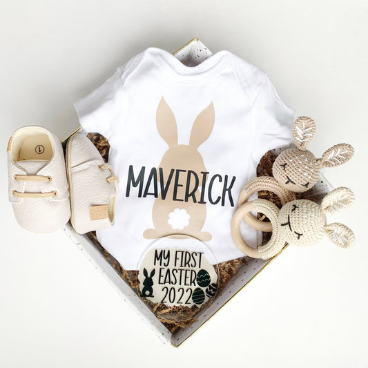 Baby’s First Easter Personalized Gift Basket - Gender Neutral Bunny.