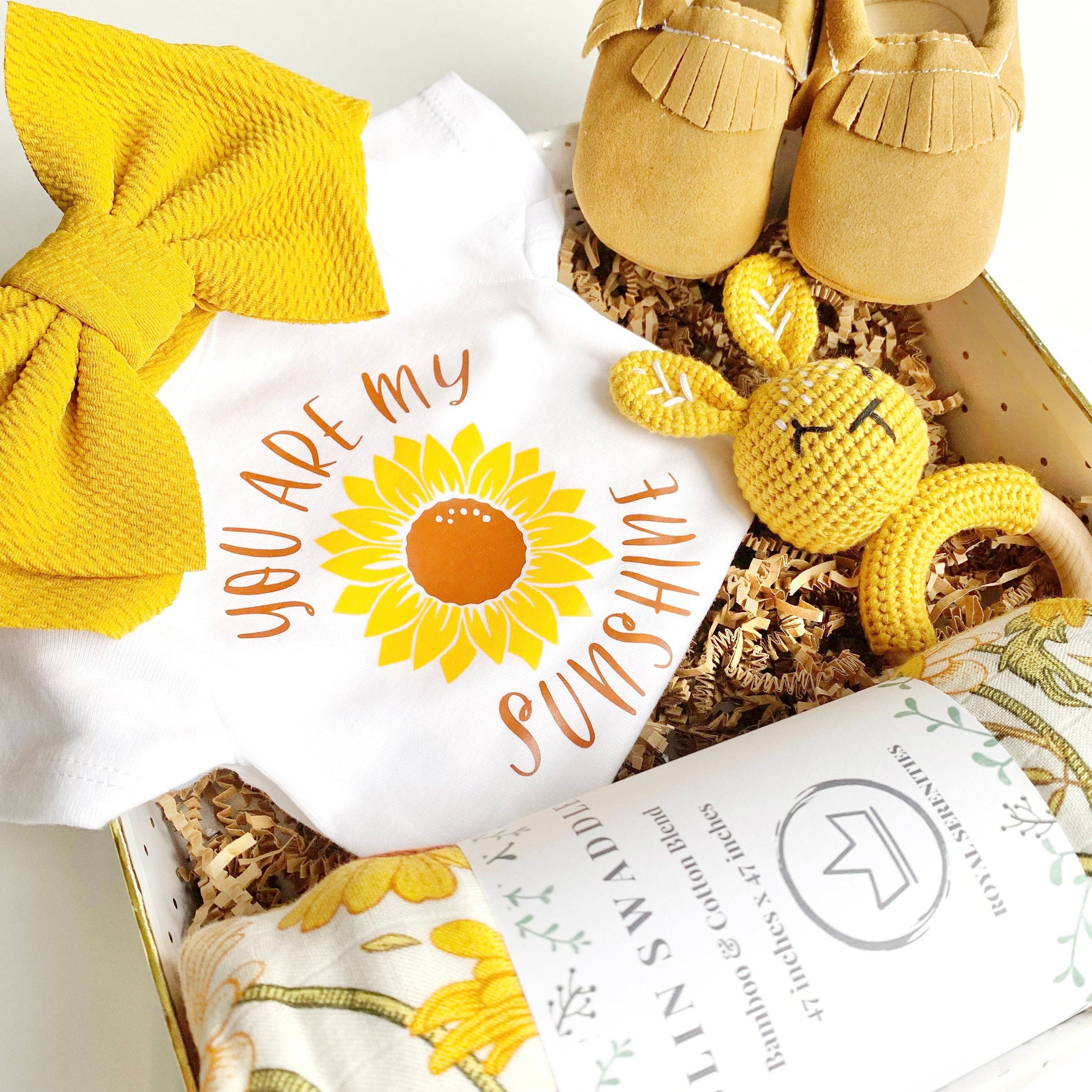 Newborn baby Girl shower mutual gift box/ popular Brown yellow theme gift box/ welcome baby gift