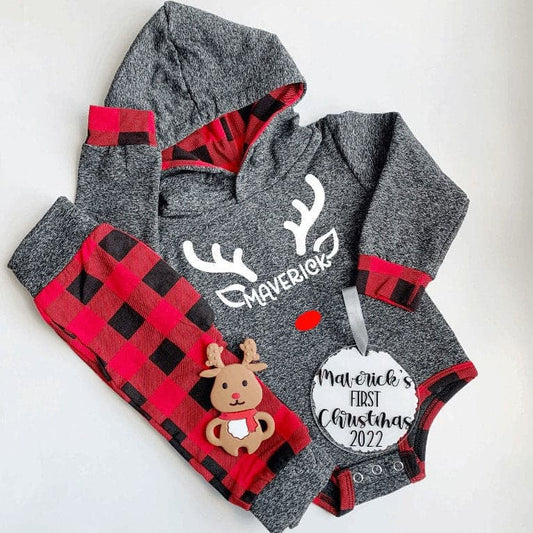 Buffalo Plaid Baby Christmas Gift Box - Personalized