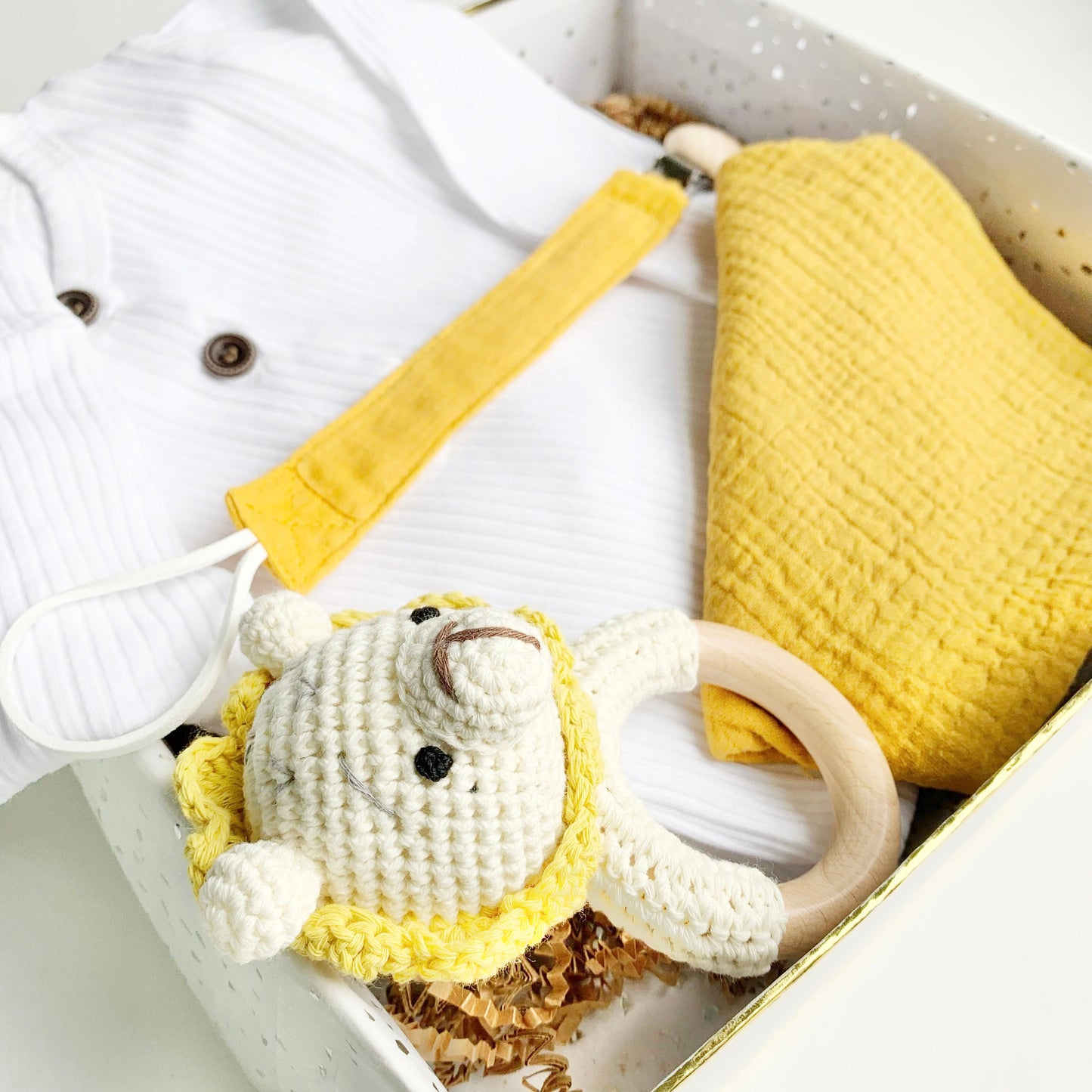 Lion Baby Gift - Gender Neutral Yellow - Custom.