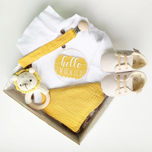 Lion Baby Gift - Gender Neutral Yellow - Custom.